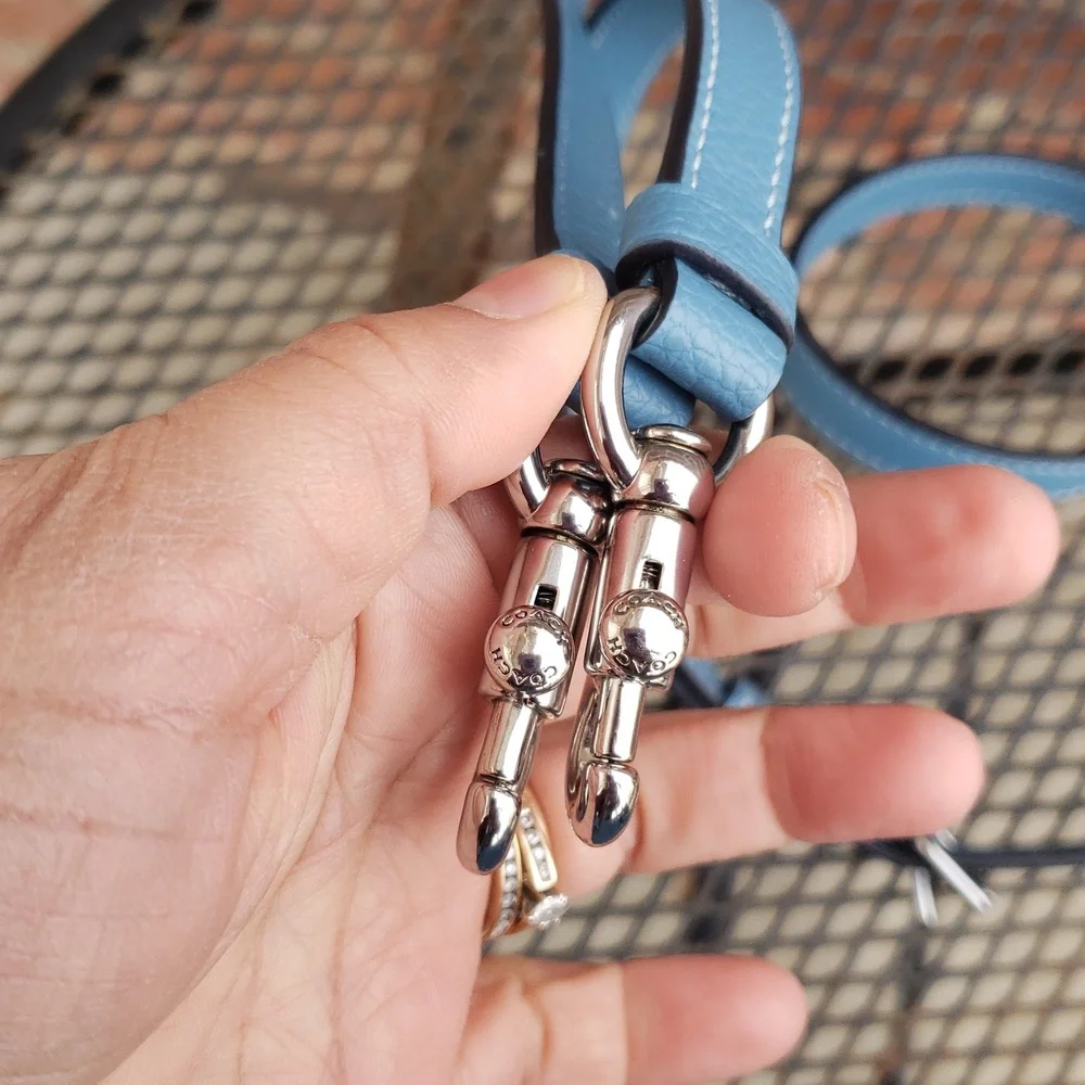 Coach Mollie Tote 25 Leather Satchel Convertible Bag Pacific Blue Designer - Picture 14 of 17